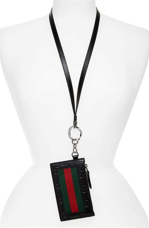 gucci la card case|Gucci card case with lanyard.